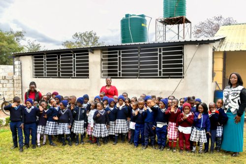 Group of students gathered together at St. Theresa’s School, Zambia