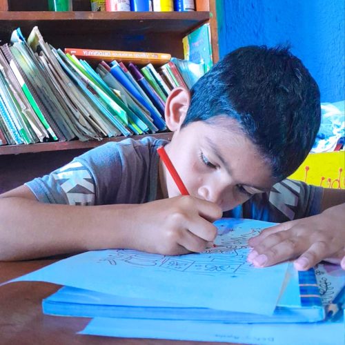 A child doing his homework in Paraguay